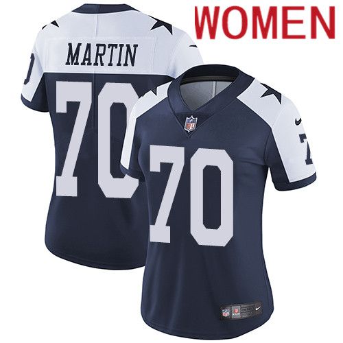 Women Dallas Cowboys #70 Zack Martin Nike Navy Blue Throwback Alternate NFL Jersey->women nfl jersey->Women Jersey